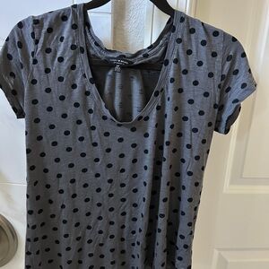 Lucky Brand Gray Polka Dot Short Sleeve Tee